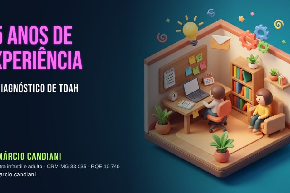 Ilustração 3D em miniatura sobre 25 anos de experiência em diagnóstico de tdah - Dr. Márcio Candiani, psiquiatra em Belo Horizonte