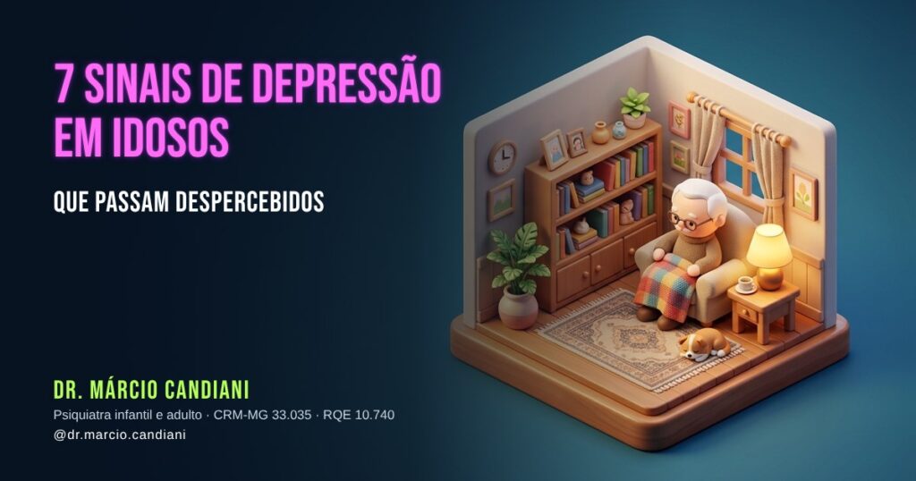 Ilustração 3D em miniatura sobre 7 sinais de depressão em idosos que passam despercebidos - Dr. Márcio Candiani, psiquiatra em Belo Horizonte