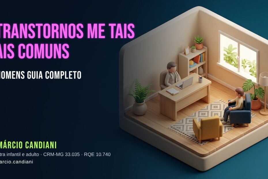 Ilustração 3D em miniatura sobre 7 transtornos me tais mais comuns em homens - Dr. Márcio Candiani, psiquiatra em Belo Horizonte