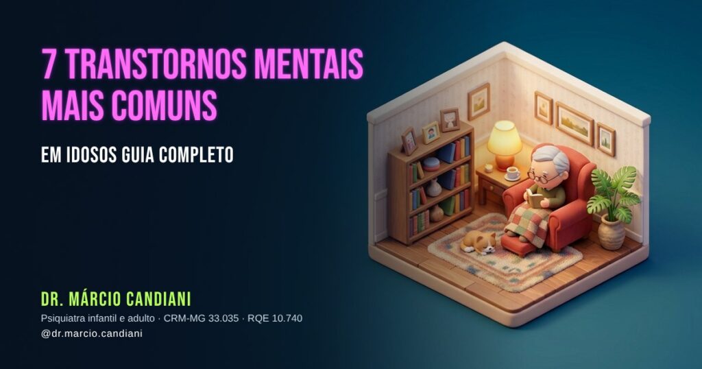 Ilustração 3D em miniatura sobre 7 transtornos mentais mais comuns em idosos - Dr. Márcio Candiani, psiquiatra em Belo Horizonte