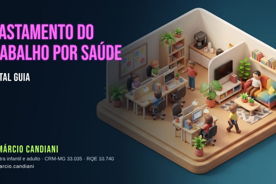 Ilustração 3D em miniatura sobre afastamento do trabalho por saúde mental - Dr. Márcio Candiani, psiquiatra em Belo Horizonte