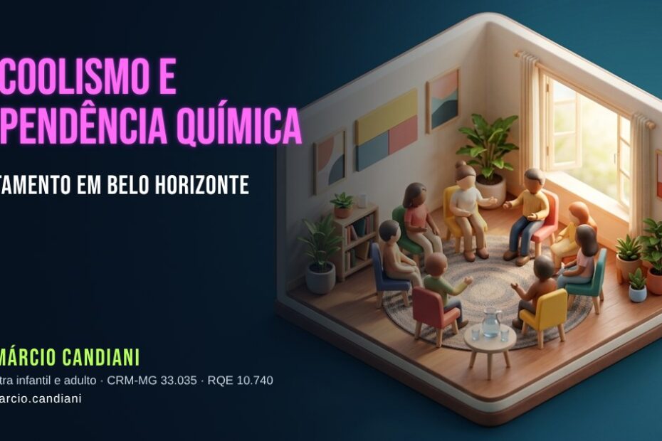 Ilustração 3D em miniatura sobre alcoolismo e dependência química - Dr. Márcio Candiani, psiquiatra em Belo Horizonte