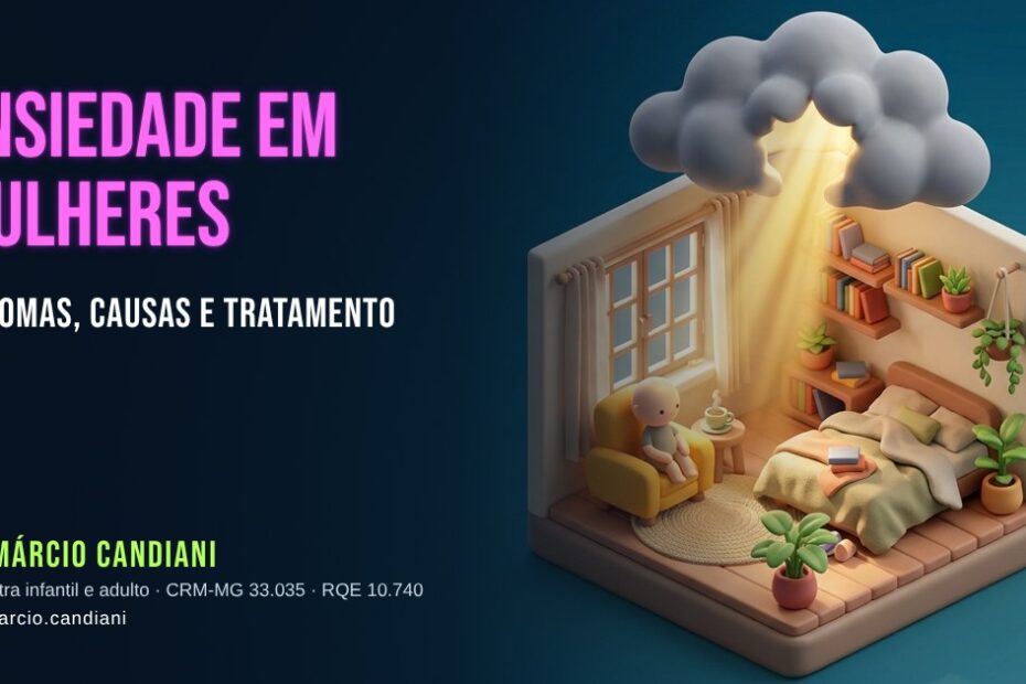 Ilustração 3D em miniatura sobre ansiedade em mulheres - Dr. Márcio Candiani, psiquiatra em Belo Horizonte