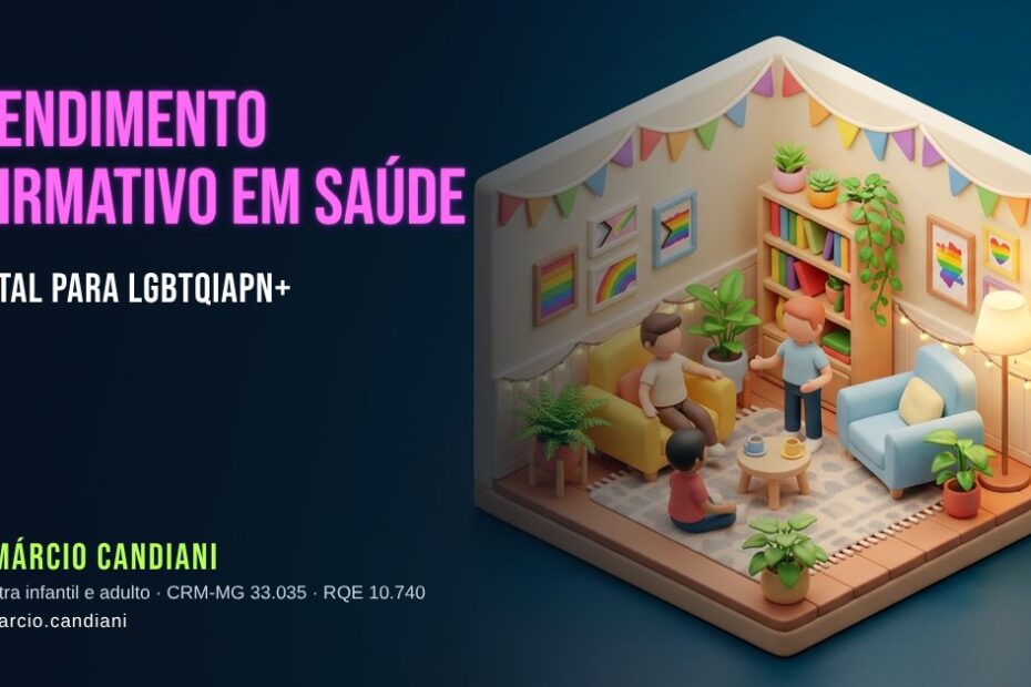 Ilustração 3D em miniatura sobre atendimento afirmativo em saúde mental para lgbtqiapn+ - Dr. Márcio Candiani, psiquiatra em Belo Horizonte