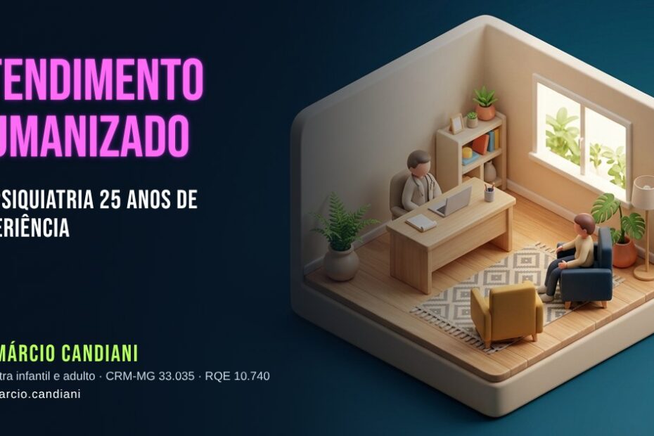 Ilustração 3D em miniatura sobre atendimento humanizado em psiquiatria - Dr. Márcio Candiani, psiquiatra em Belo Horizonte