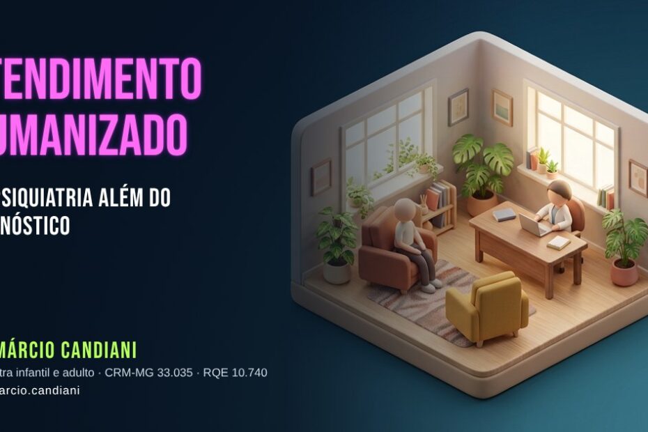 Ilustração 3D em miniatura sobre atendimento humanizado em psiquiatria - Dr. Márcio Candiani, psiquiatra em Belo Horizonte