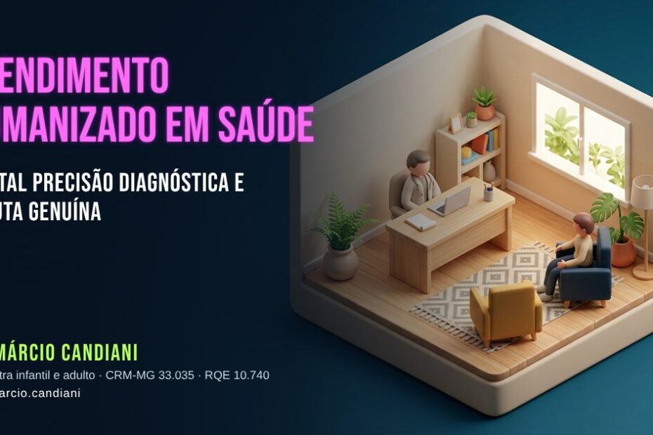 Ilustração 3D em miniatura sobre atendimento humanizado em saúde mental - Dr. Márcio Candiani, psiquiatra em Belo Horizonte