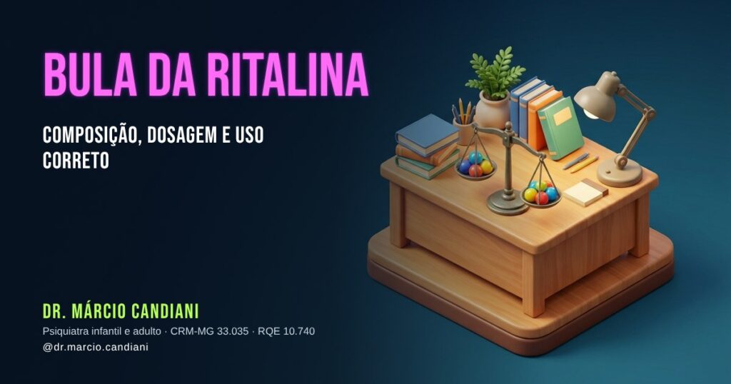 Ilustração 3D em miniatura sobre bula da ritalina - Dr. Márcio Candiani, psiquiatra em Belo Horizonte