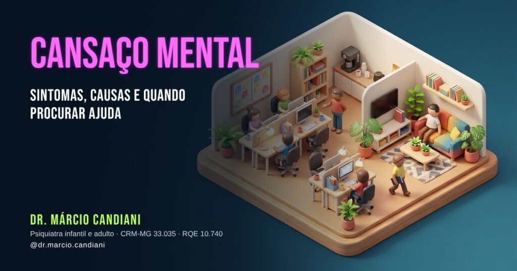 Ilustração 3D em miniatura sobre cansaço mental - Dr. Márcio Candiani, psiquiatra em Belo Horizonte