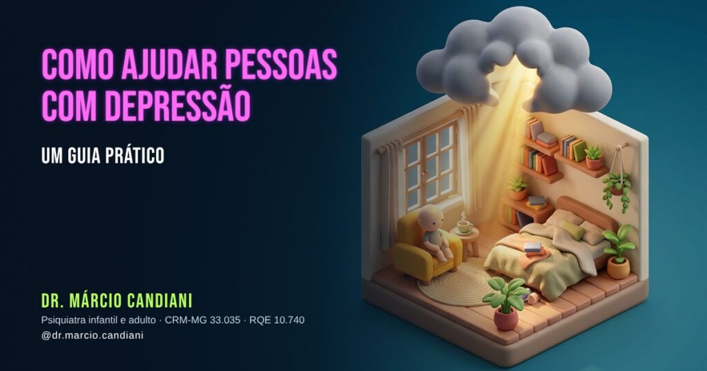 Ilustração 3D em miniatura sobre como ajudar pessoas com depressão - Dr. Márcio Candiani, psiquiatra em Belo Horizonte