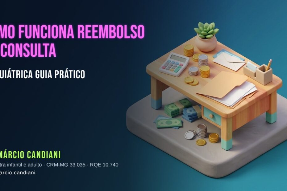 Ilustração 3D em miniatura sobre como funciona reembolso de consulta psiquiátrica - Dr. Márcio Candiani, psiquiatra em Belo Horizonte