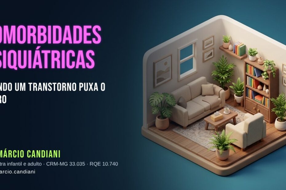 Ilustração 3D em miniatura sobre comorbidades em saúde mental - Dr. Márcio Candiani, psiquiatra em Belo Horizonte