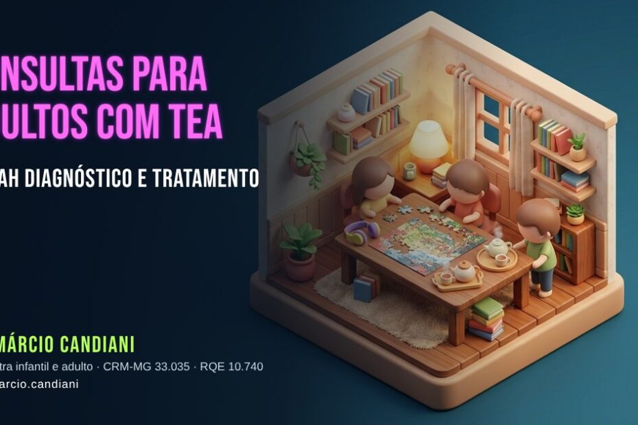Ilustração 3D em miniatura sobre consultas para adultos com tea e tdah - Dr. Márcio Candiani, psiquiatra em Belo Horizonte
