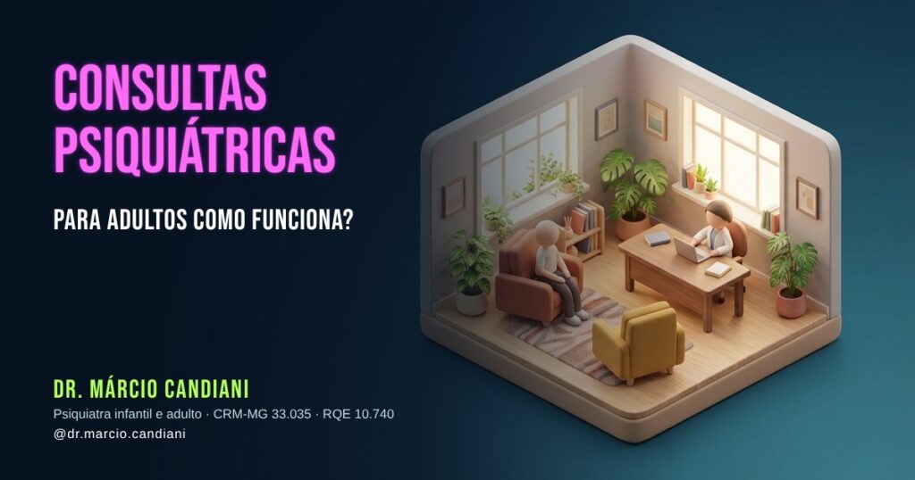 Ilustração 3D em miniatura sobre consultas psiquiátricas para adultos - Dr. Márcio Candiani, psiquiatra em Belo Horizonte