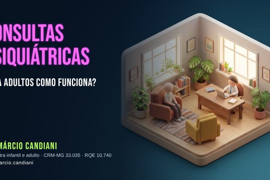 Ilustração 3D em miniatura sobre consultas psiquiátricas para adultos - Dr. Márcio Candiani, psiquiatra em Belo Horizonte