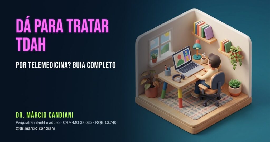 Ilustração 3D em miniatura sobre dá para tratar tdah por telemedicina? guia completo - Dr. Márcio Candiani, psiquiatra em Belo Horizonte