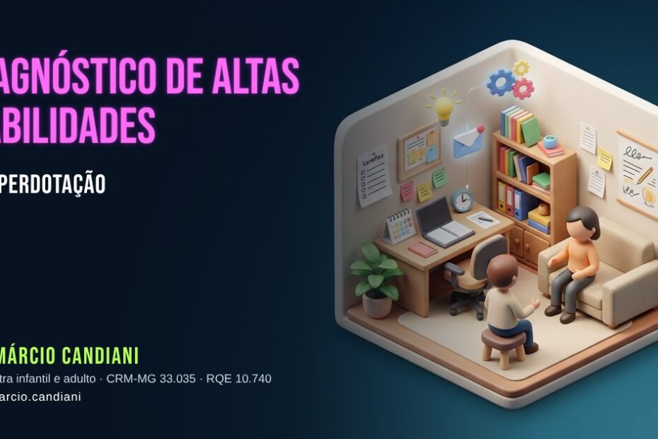 Ilustração 3D em miniatura sobre diagnóstico de altas habilidades e superdotação - Dr. Márcio Candiani, psiquiatra em Belo Horizonte