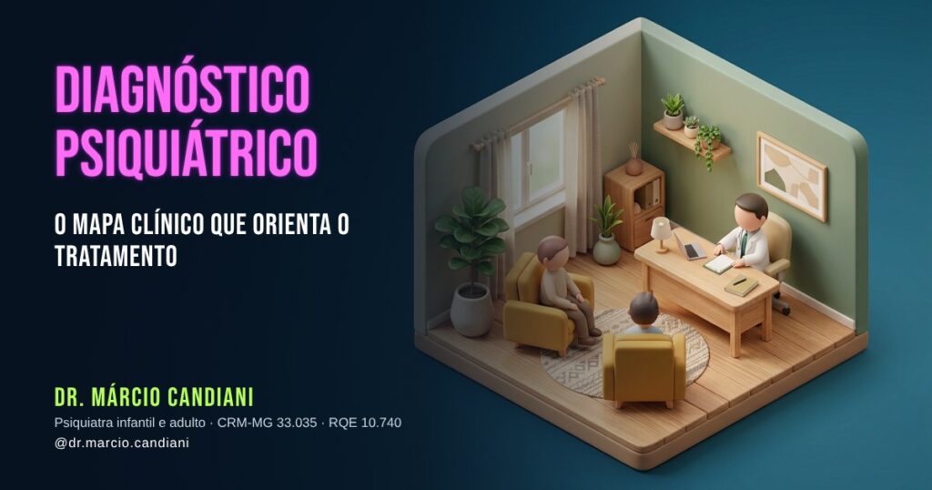 Ilustração 3D em miniatura sobre diagnóstico psiquiátrico - Dr. Márcio Candiani, psiquiatra em Belo Horizonte