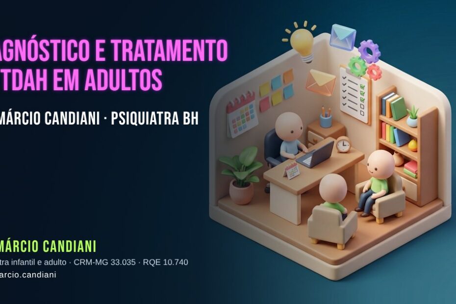 Ilustração 3D em miniatura sobre diagnóstico e tratamento de tdah em adultos - Dr. Márcio Candiani, psiquiatra em Belo Horizonte
