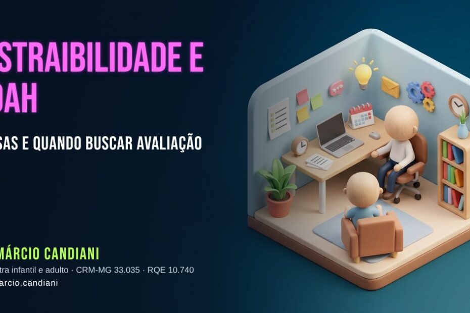 Ilustração 3D em miniatura sobre distraibilidade - Dr. Márcio Candiani, psiquiatra em Belo Horizonte