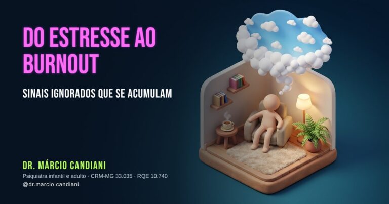 Ilustração 3D em miniatura sobre estresse crônico e burnout - Dr. Márcio Candiani, psiquiatra em Belo Horizonte