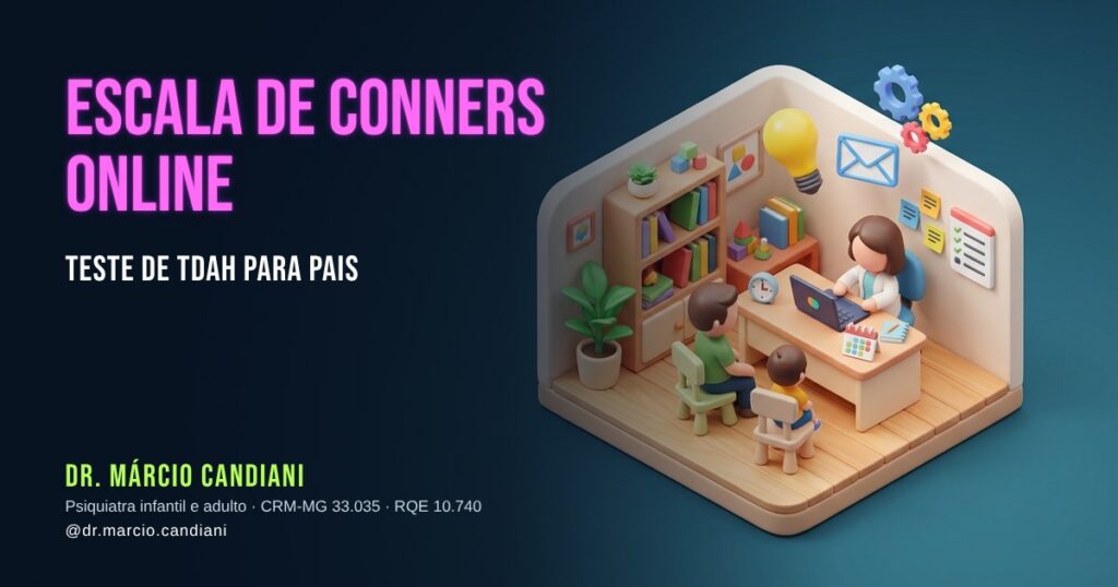 Ilustração 3D em miniatura sobre escala de conners - Dr. Márcio Candiani, psiquiatra em Belo Horizonte