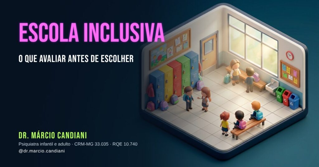 Ilustração 3D em miniatura sobre escola inclusiva - Dr. Márcio Candiani, psiquiatra em Belo Horizonte