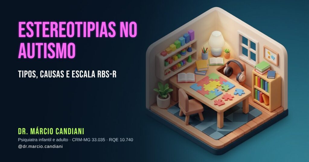 Ilustração 3D em miniatura sobre estereotipias no autismo - Dr. Márcio Candiani, psiquiatra em Belo Horizonte