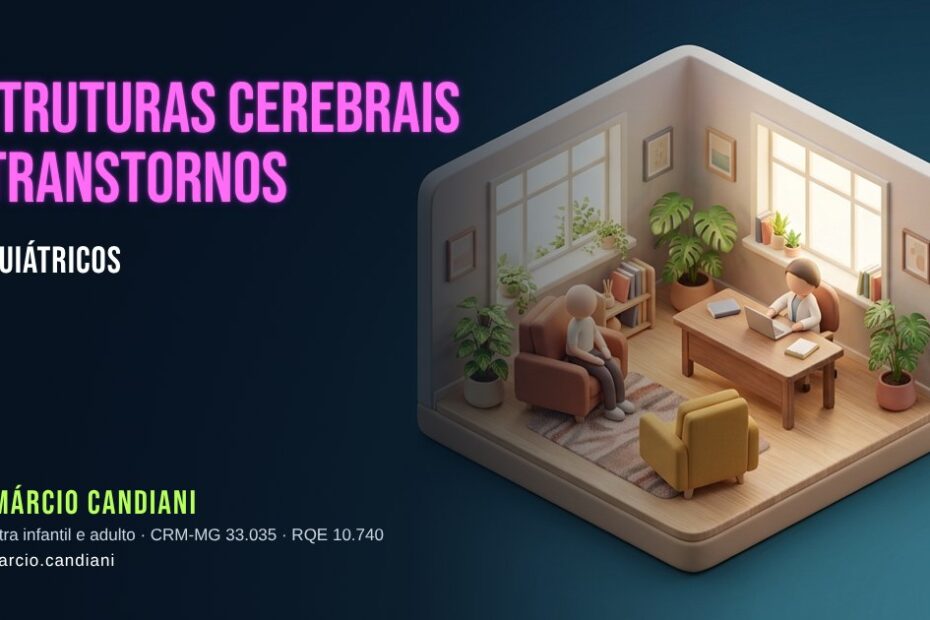 Ilustração 3D em miniatura sobre estruturas cerebrais e transtornos psiquiátricos - Dr. Márcio Candiani, psiquiatra em Belo Horizonte