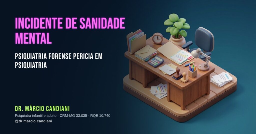 Ilustração 3D em miniatura sobre incidente de sanidade mental, psiquiatria forense pericia em psiquiatria - Dr. Márcio Candiani, psiquiatra em Belo Horizonte