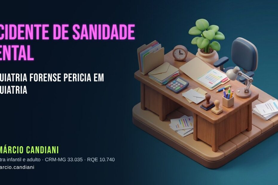 Ilustração 3D em miniatura sobre incidente de sanidade mental, psiquiatria forense pericia em psiquiatria - Dr. Márcio Candiani, psiquiatra em Belo Horizonte