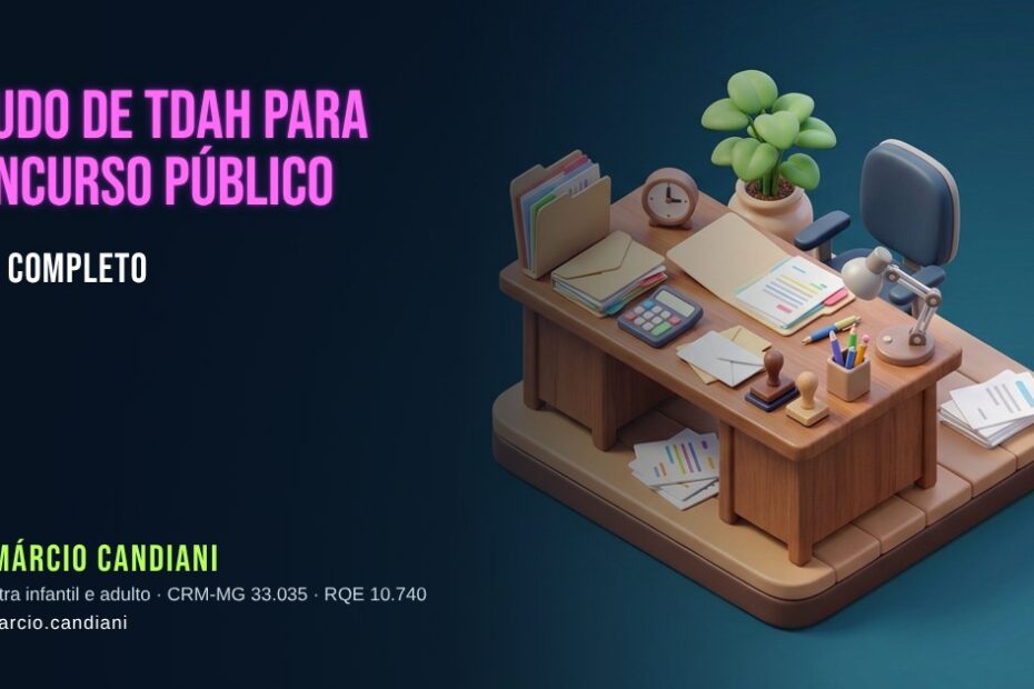 Ilustração 3D em miniatura sobre laudo de tdah para concurso público - Dr. Márcio Candiani, psiquiatra em Belo Horizonte