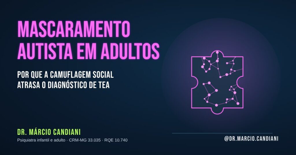 Ilustração sobre mascaramento autista em adultos – Dr. Márcio Candiani, psiquiatra em Belo Horizonte