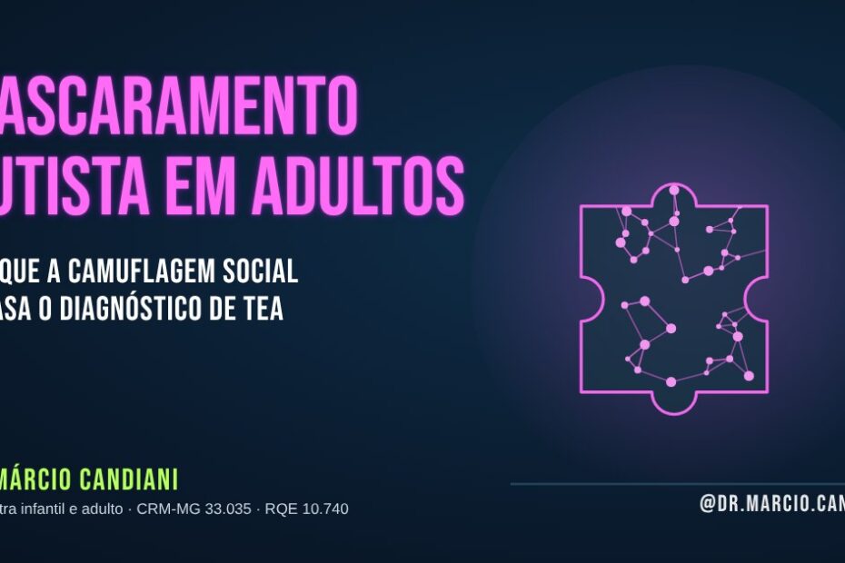 Ilustração sobre mascaramento autista em adultos – Dr. Márcio Candiani, psiquiatra em Belo Horizonte