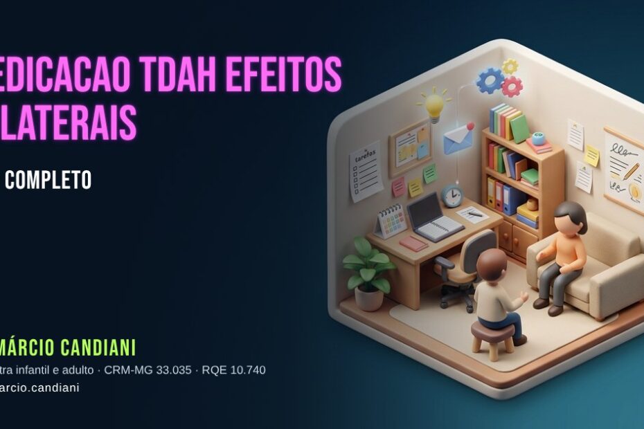 Ilustração 3D em miniatura sobre medicacao tdah efeitos colaterais - Dr. Márcio Candiani, psiquiatra em Belo Horizonte