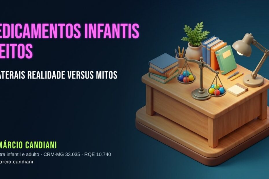 Ilustração 3D em miniatura sobre medicamentos infantis efeitos colaterais - Dr. Márcio Candiani, psiquiatra em Belo Horizonte