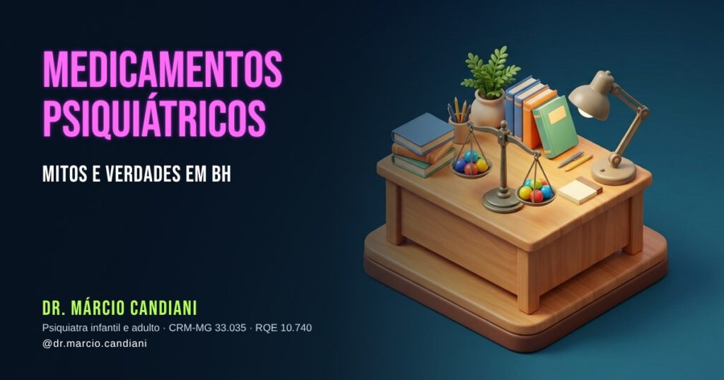 Ilustração 3D em miniatura sobre medicamentos psiquiátricos - Dr. Márcio Candiani, psiquiatra em Belo Horizonte