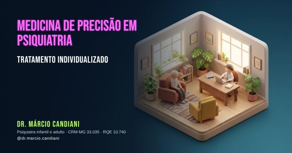 Ilustração 3D em miniatura sobre medicina de precisão em psiquiatria - Dr. Márcio Candiani, psiquiatra em Belo Horizonte