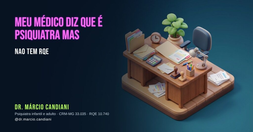 Ilustração 3D em miniatura sobre meu médico diz que é psiquiatra mas nao tem rqe - Dr. Márcio Candiani, psiquiatra em Belo Horizonte