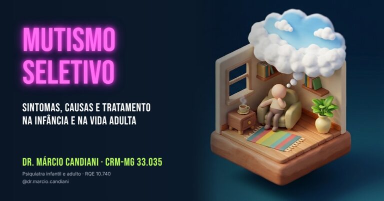 Ilustração 3D em miniatura sobre mutismo seletivo - Dr. Márcio Candiani, psiquiatra em Belo Horizonte