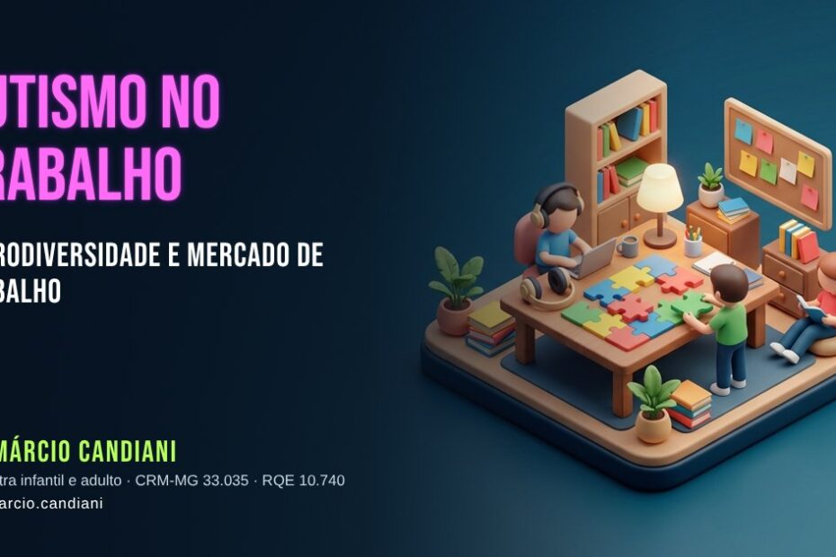 Ilustração 3D em miniatura sobre autismo e mercado de trabalho - Dr. Márcio Candiani, psiquiatra em Belo Horizonte
