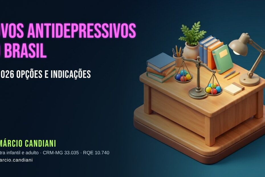 Ilustração 3D em miniatura sobre novos antidepressivos no brasil em 2026 - Dr. Márcio Candiani, psiquiatra em Belo Horizonte