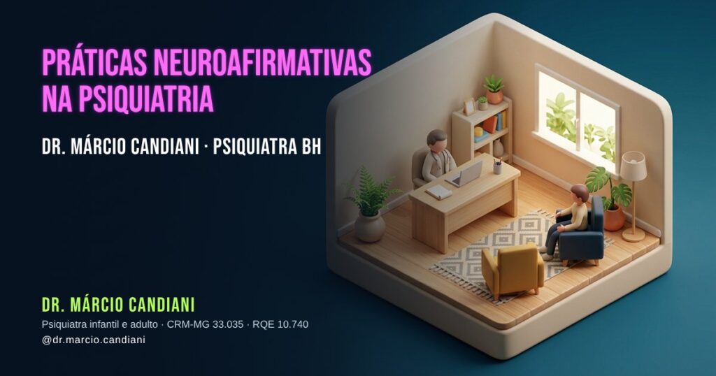 Ilustração 3D em miniatura sobre práticas neuroafirmativas na psiquiatria - Dr. Márcio Candiani, psiquiatra em Belo Horizonte