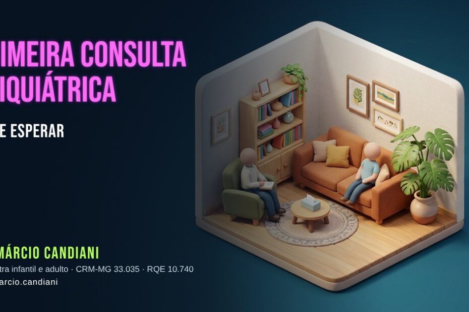 Ilustração 3D em miniatura sobre primeira consulta psiquiátrica - Dr. Márcio Candiani, psiquiatra em Belo Horizonte