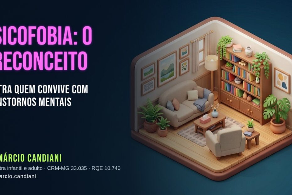 Ilustração 3D em miniatura sobre psicofobia - Dr. Márcio Candiani, psiquiatra em Belo Horizonte