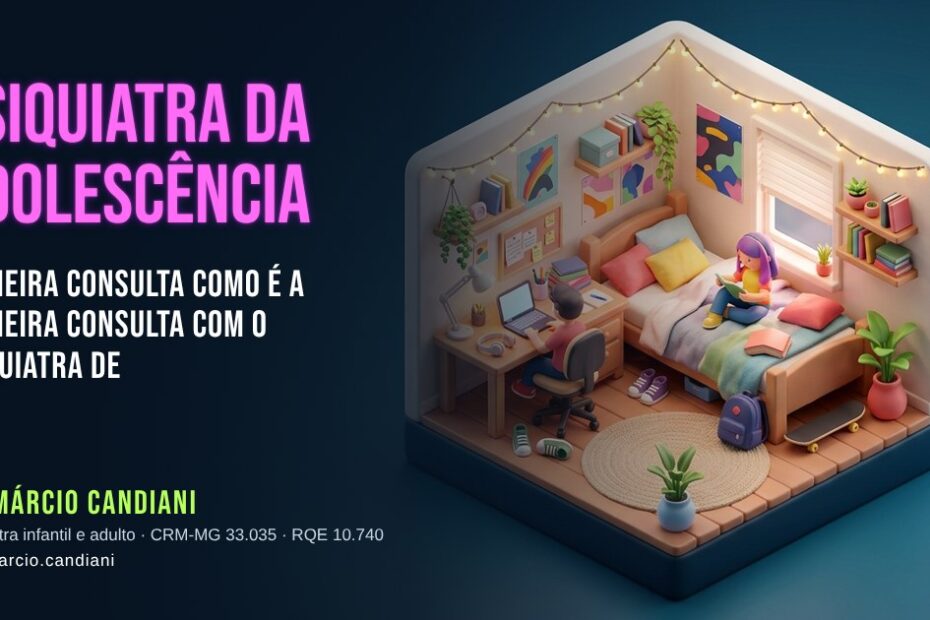 Ilustração 3D em miniatura sobre psiquiatra da adolescência, primeira consulta - Dr. Márcio Candiani, psiquiatra em Belo Horizonte