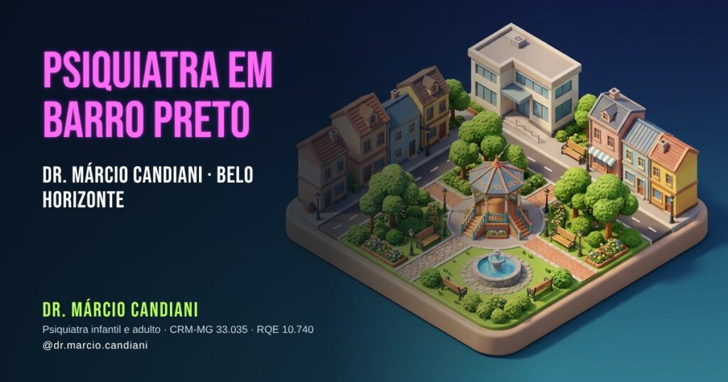 Ilustração 3D em miniatura sobre psiquiatra em Barro Preto - Dr. Márcio Candiani, psiquiatra em Belo Horizonte