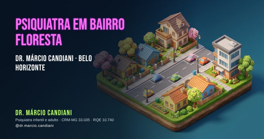 Ilustração 3D em miniatura sobre psiquiatra em Bairro Floresta - Dr. Márcio Candiani, psiquiatra em Belo Horizonte