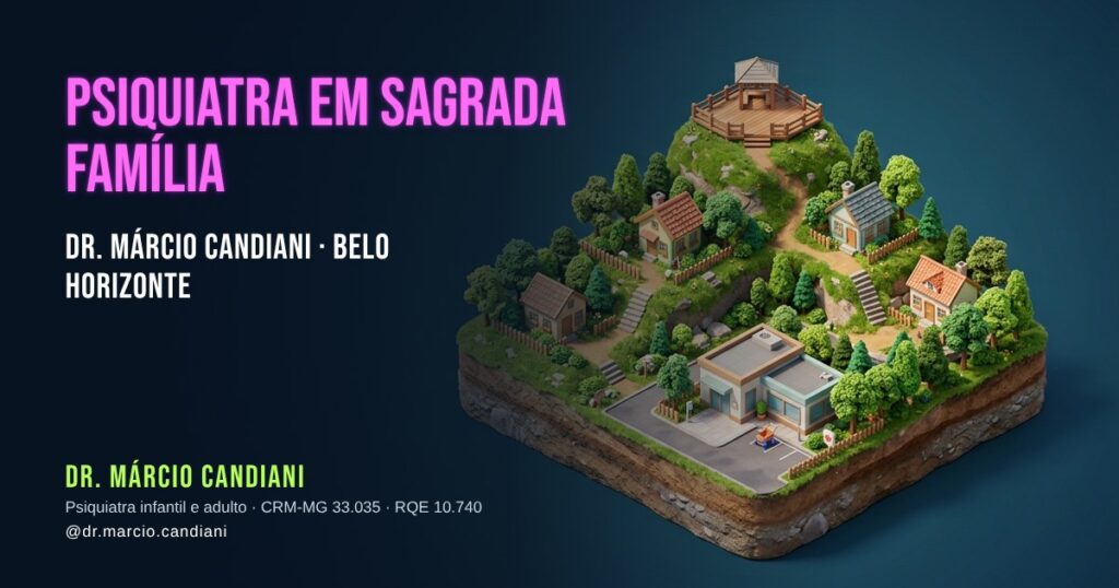Ilustração 3D em miniatura sobre psiquiatra em Sagrada Família - Dr. Márcio Candiani, psiquiatra em Belo Horizonte
