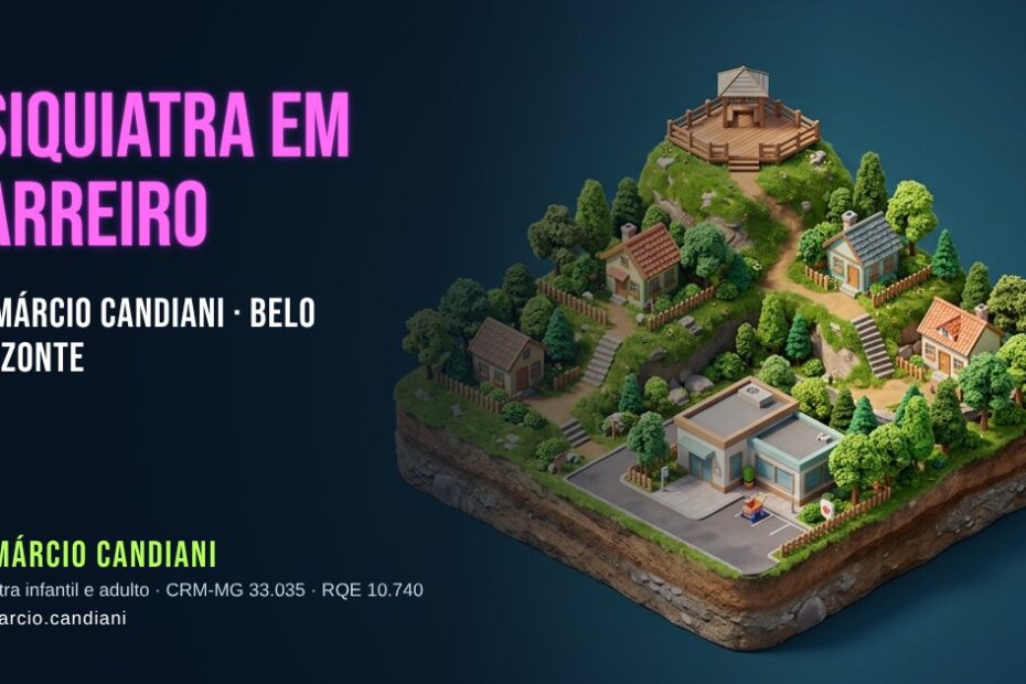 Ilustração 3D em miniatura sobre psiquiatra em Barreiro - Dr. Márcio Candiani, psiquiatra em Belo Horizonte